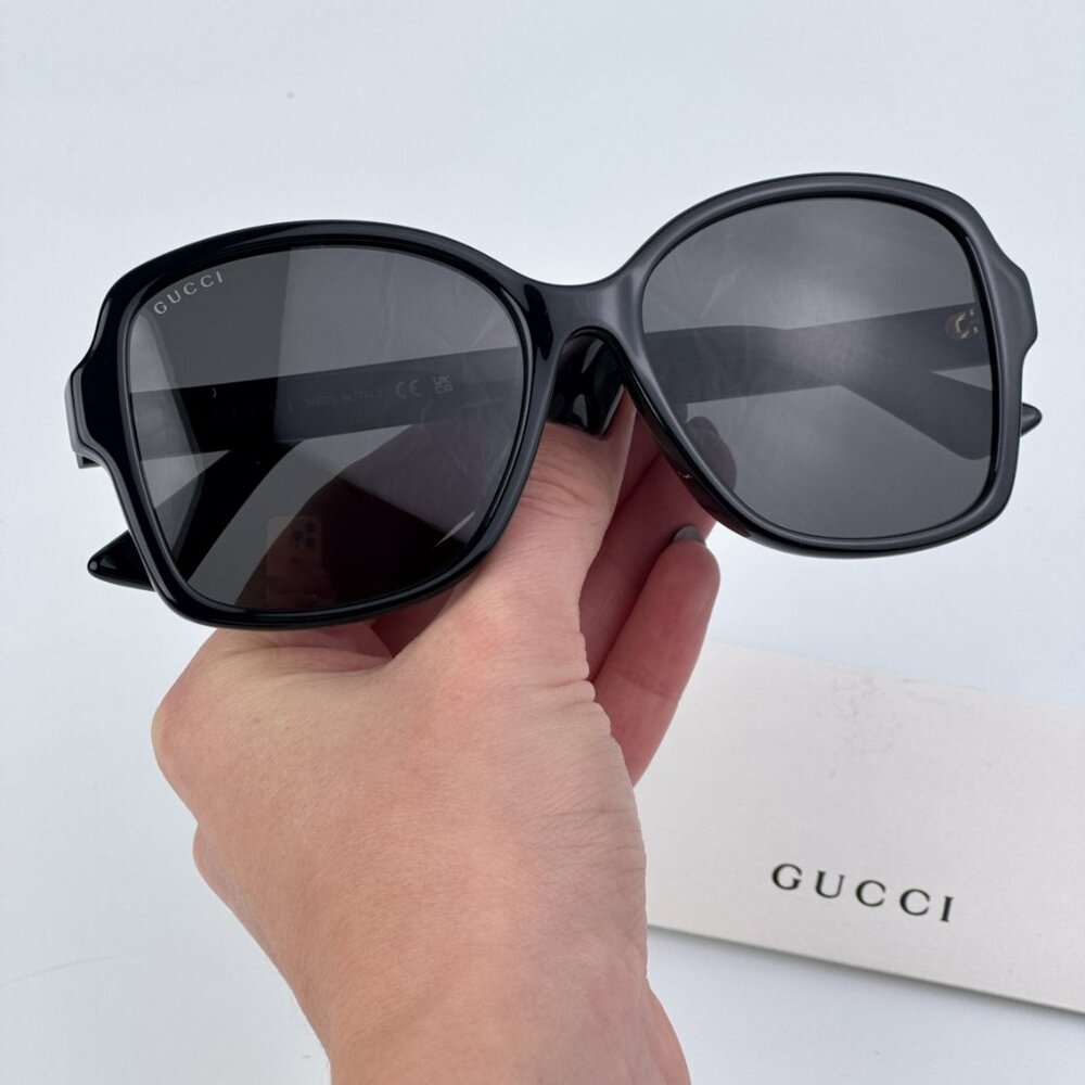 Gucci Gg0765sa 002 Brand New Sunglasses Black Grey Women Butterfly